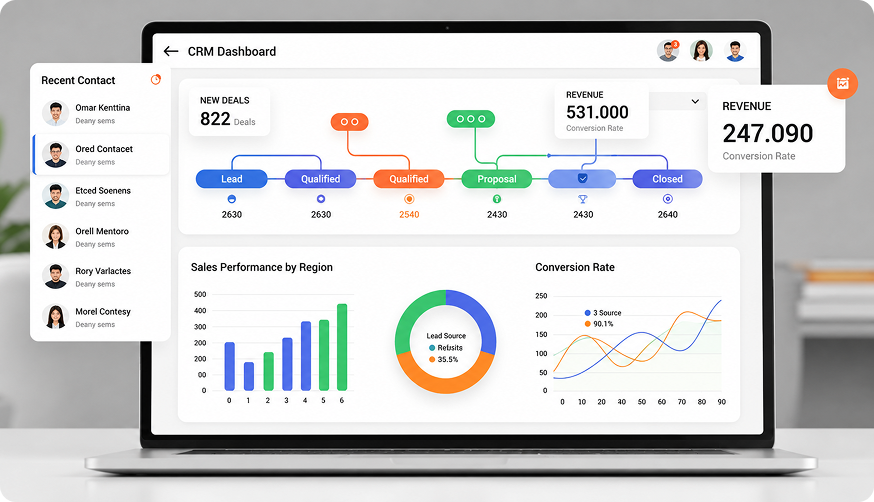 Business website mockup displayed on a laptop